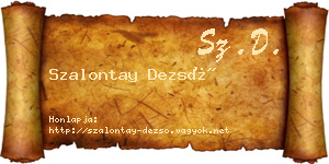 Szalontay Dezső névjegykártya